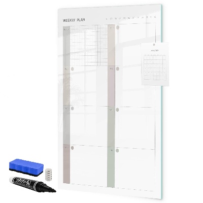 Pizarra magnética de pared con rotulador Plan semanal con espacio para fotos