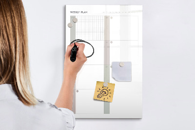 Pizarra magnética de pared con rotulador Plan semanal con espacio para fotos