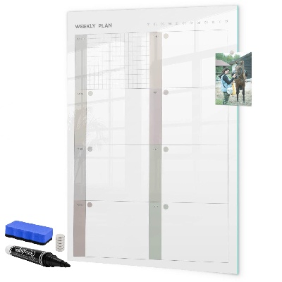 Pizarra magnética de pared con rotulador Plan semanal con espacio para fotos