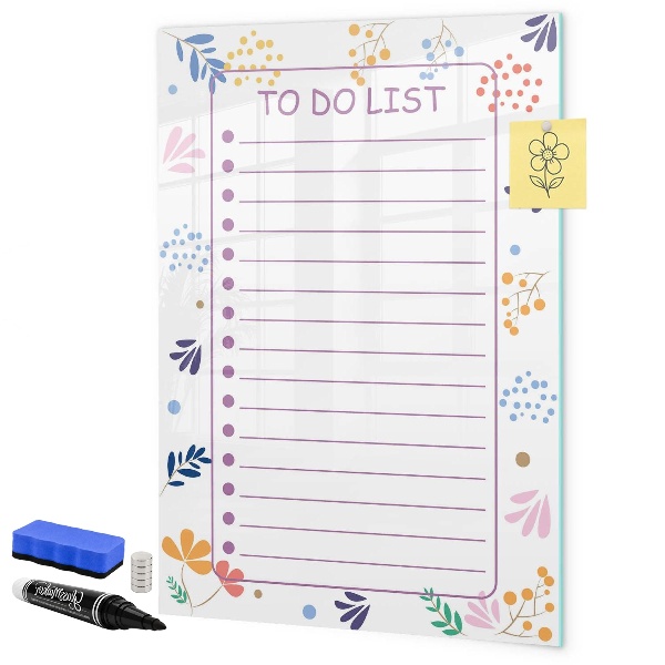 Pizarra magnética de pared con rotulador Un tablero colorido para notas y fotos.