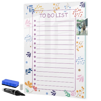 Pizarra magnética de pared con rotulador Un tablero colorido para notas y fotos.