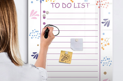 Pizarra magnética de pared con rotulador Un tablero colorido para notas y fotos.