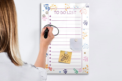 Pizarra magnética de pared con rotulador Un tablero colorido para notas y fotos.