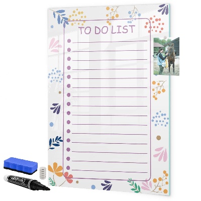 Pizarra magnética de pared con rotulador Un tablero colorido para notas y fotos.