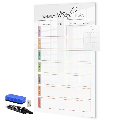 Pizarra magnética de pared con rotulador Planificador de comidas para toda la semana