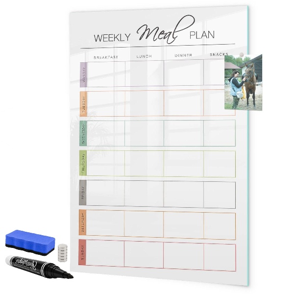 Pizarra magnética de pared con rotulador Planificador de comidas para toda la semana