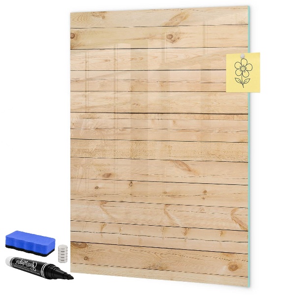 Pizarra magnética de pared con rotulador Tablero de notas sobre un fondo de madera