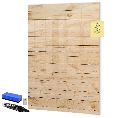 Pizarra magnética de pared con rotulador Tablero de notas sobre un fondo de madera