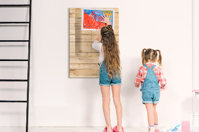 Pizarra magnética de pared con rotulador Tablero de notas sobre un fondo de madera