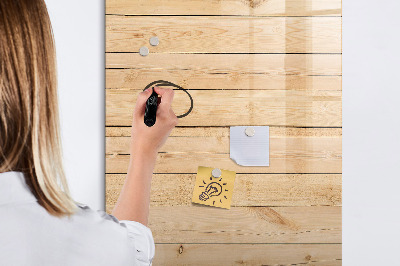 Pizarra magnética de pared con rotulador Tablero de notas sobre un fondo de madera