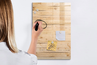 Pizarra magnética de pared con rotulador Tablero de notas sobre un fondo de madera