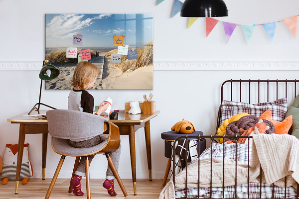 Pizarra magnética de pared con rotulador Playa, recuerdos y creatividad en fotografías