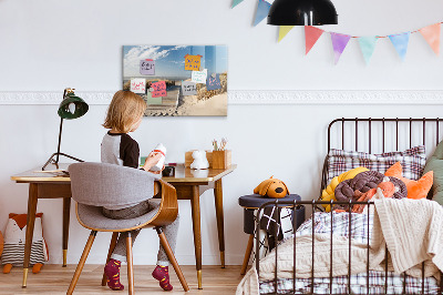 Pizarra magnética de pared con rotulador Playa, recuerdos y creatividad en fotografías