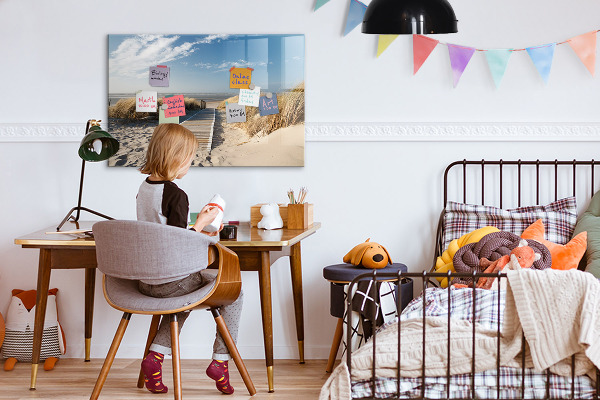 Pizarra magnética de pared con rotulador Playa, recuerdos y creatividad en fotografías