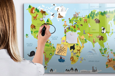 Pizarra borrable de cristal con imanes Mapa interactivo con fotos y notas.