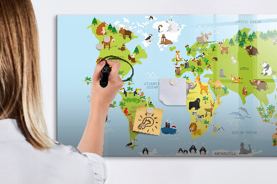 Pizarra borrable de cristal con imanes Mapa interactivo con fotos y notas.