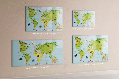 Pizarra borrable de cristal con imanes Mapa interactivo con fotos y notas.