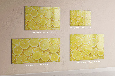 Pizarra magnética de pared con rotulador Motivo de limón con fotos y accesorios