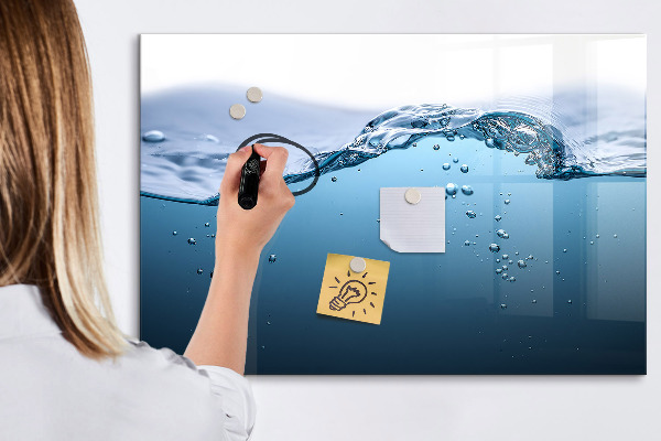 Pizarra magnética de pared con rotulador Fondo acuático con fotos y accesorios.