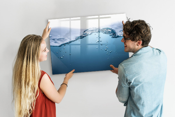 Pizarra magnética de pared con rotulador Fondo acuático con fotos y accesorios.