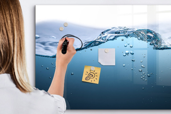 Pizarra magnética de pared con rotulador Fondo acuático con fotos y accesorios.