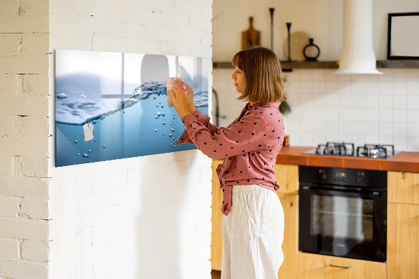 Pizarra magnética de pared con rotulador Fondo acuático con fotos y accesorios.