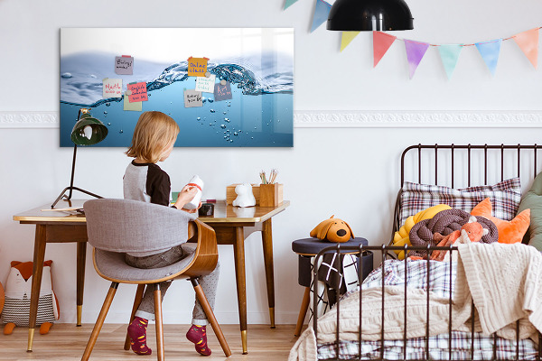 Pizarra magnética de pared con rotulador Fondo acuático con fotos y accesorios.