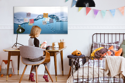 Pizarra magnética de pared con rotulador Fondo acuático con fotos y accesorios.