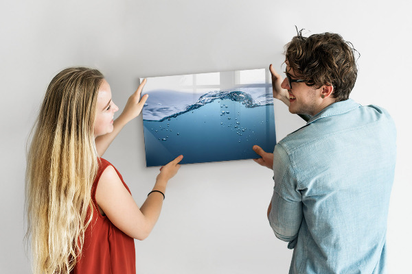 Pizarra magnética de pared con rotulador Fondo acuático con fotos y accesorios.