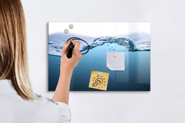 Pizarra magnética de pared con rotulador Fondo acuático con fotos y accesorios.