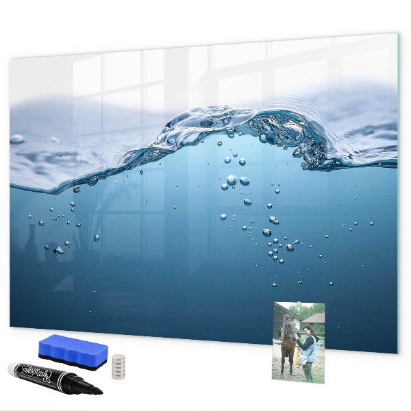 Pizarra magnética de pared con rotulador Fondo acuático con fotos y accesorios.