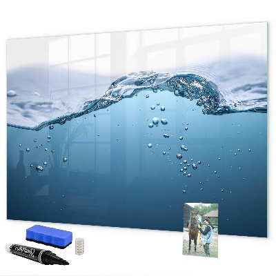 Pizarra magnética de pared con rotulador Fondo acuático con fotos y accesorios.