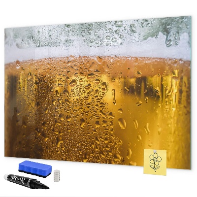Pizarra borrable de cristal con imanes Una cerveza fría con recuerdos personales