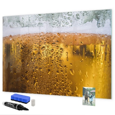 Pizarra borrable de cristal con imanes Una cerveza fría con recuerdos personales