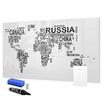 Pizarra magnética de pared con rotulador Mapa del mundo con lugares y fotos