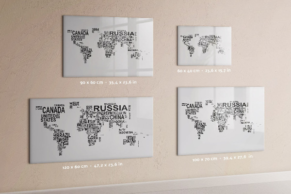 Pizarra magnética de pared con rotulador Mapa del mundo con lugares y fotos