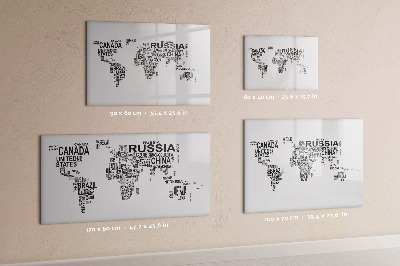 Pizarra magnética de pared con rotulador Mapa del mundo con lugares y fotos