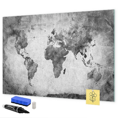 Pizarra borrable de cristal con imanes Mapa del mundo con fotos personales