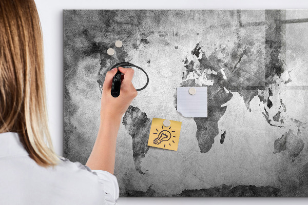 Pizarra borrable de cristal con imanes Mapa del mundo con fotos personales