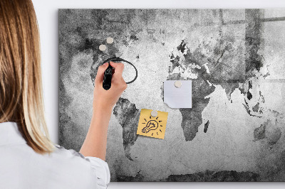 Pizarra borrable de cristal con imanes Mapa del mundo con fotos personales