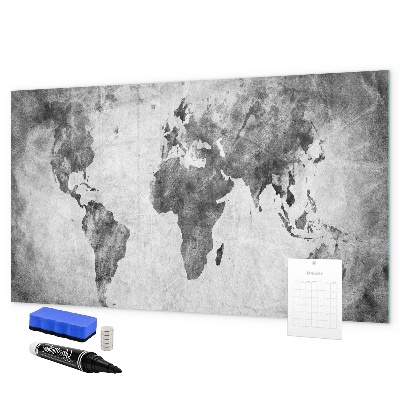 Pizarra borrable de cristal con imanes Mapa del mundo con fotos personales