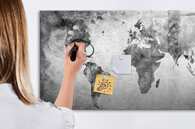 Pizarra borrable de cristal con imanes Mapa del mundo con fotos personales