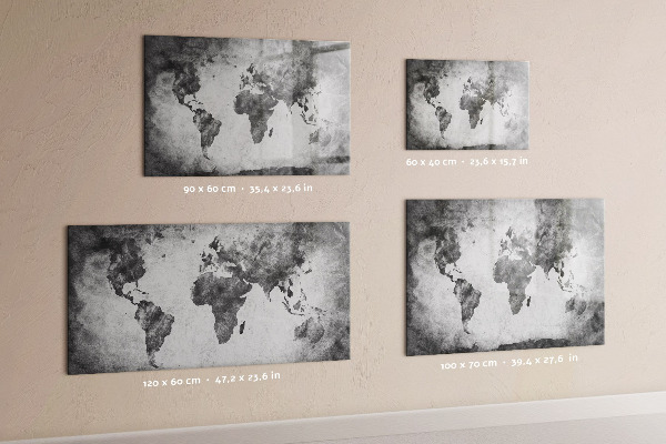 Pizarra borrable de cristal con imanes Mapa del mundo con fotos personales