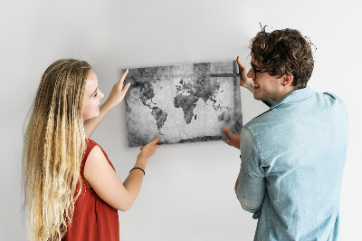 Pizarra borrable de cristal con imanes Mapa del mundo con fotos personales