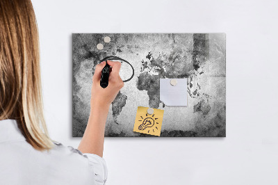 Pizarra borrable de cristal con imanes Mapa del mundo con fotos personales