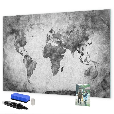 Pizarra borrable de cristal con imanes Mapa del mundo con fotos personales