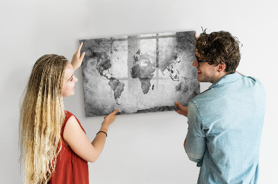 Pizarra borrable de cristal con imanes Mapa del mundo con fotos personales
