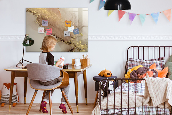 Pizarra magnética de pared con rotulador Tablero moderno para fotos y notas.
