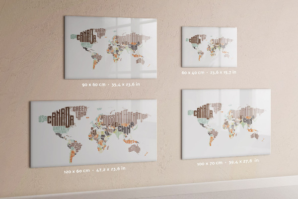 Pizarra magnética de pared con rotulador Mapa del mundo con ubicaciones de fotos