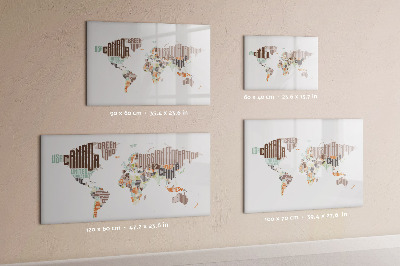 Pizarra magnética de pared con rotulador Mapa del mundo con ubicaciones de fotos